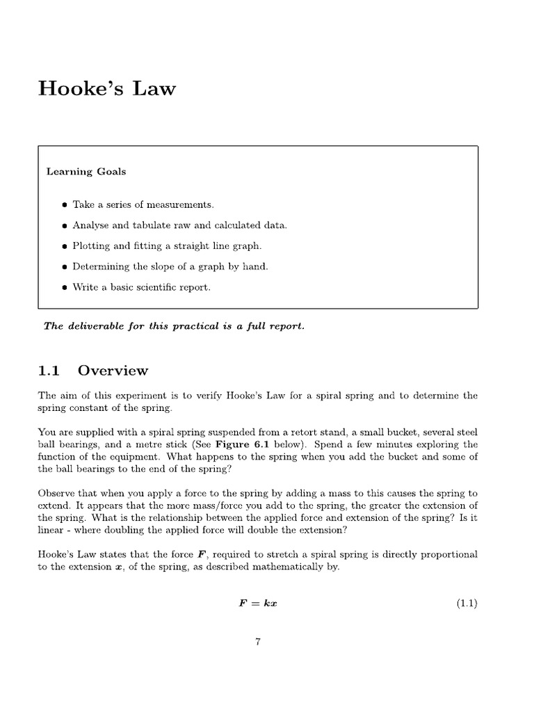 Lab 1 Hooke's Law 19-02 | PDF