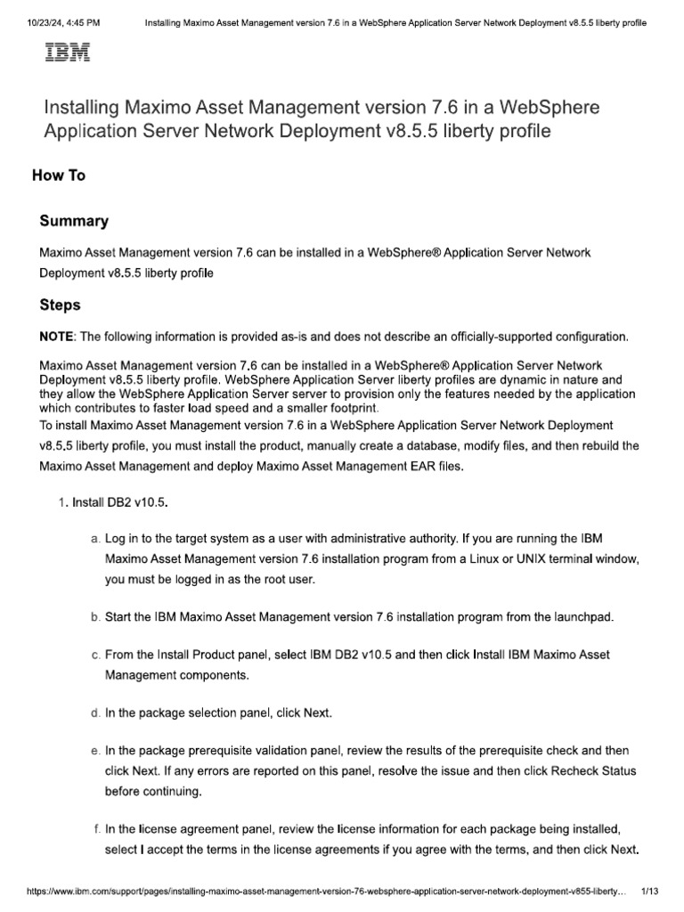Installing Maximo Asset Management Version 7.6 in A WebSphere Liberty ...