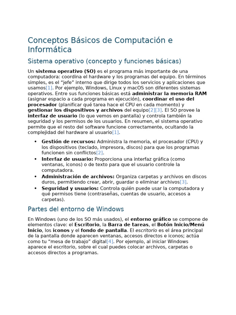 Conceptos Básicos de Computación e Informática | PDF | Archivo de ...