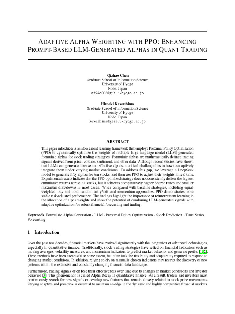 Adaptive Alpha Weighting With Ppo | PDF | Machine Learning | Applied ...