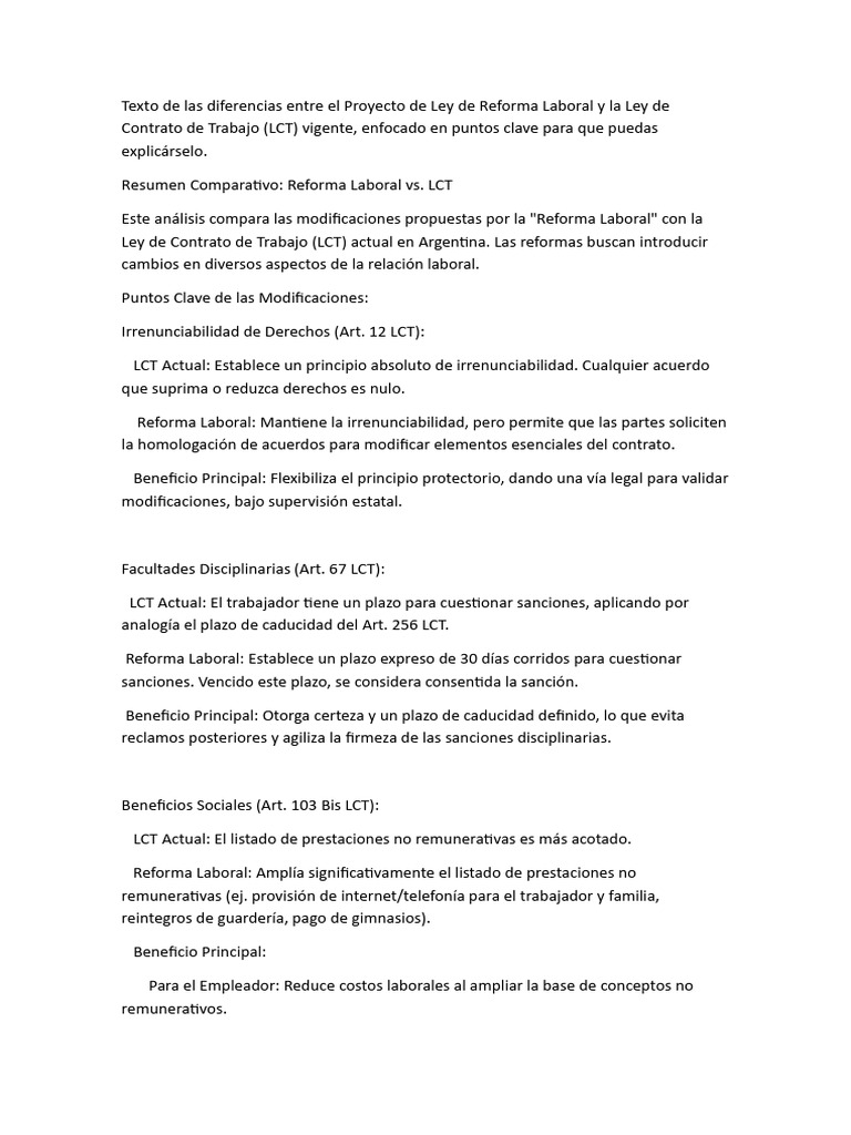 Ley de Reforma Laboral y La Ley de Contrato de Trabajo by Giselle | PDF ...