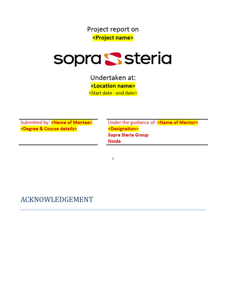 Externship - Project Report Sample File | PDF