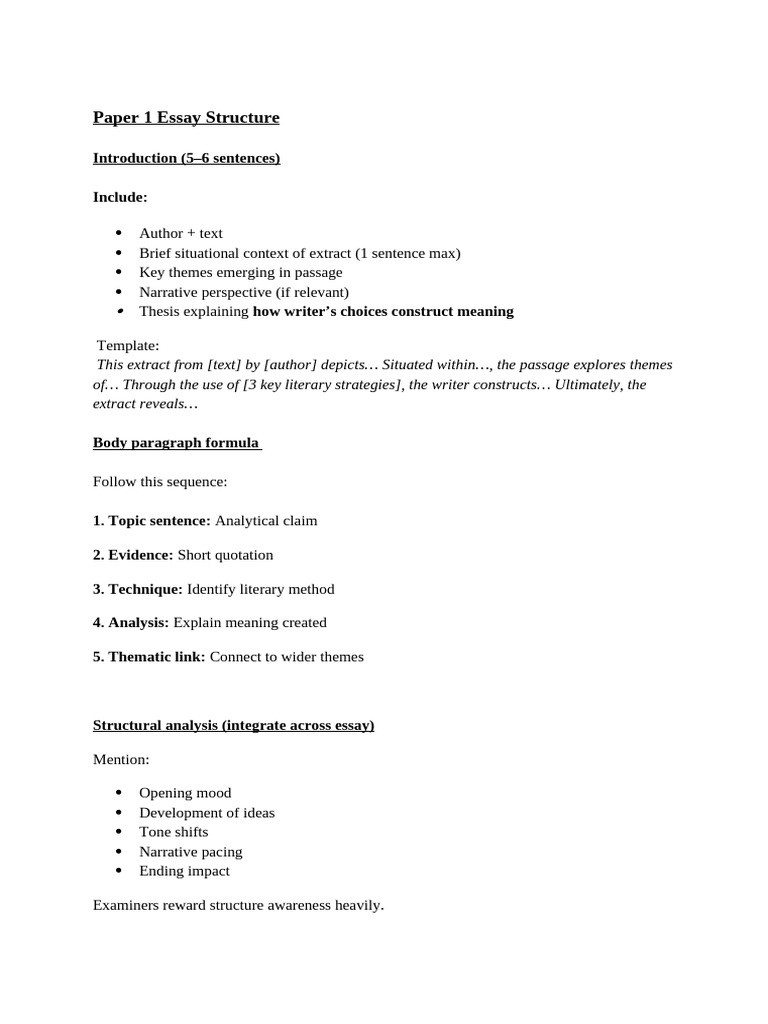 Paper 1 Essay Structure | PDF