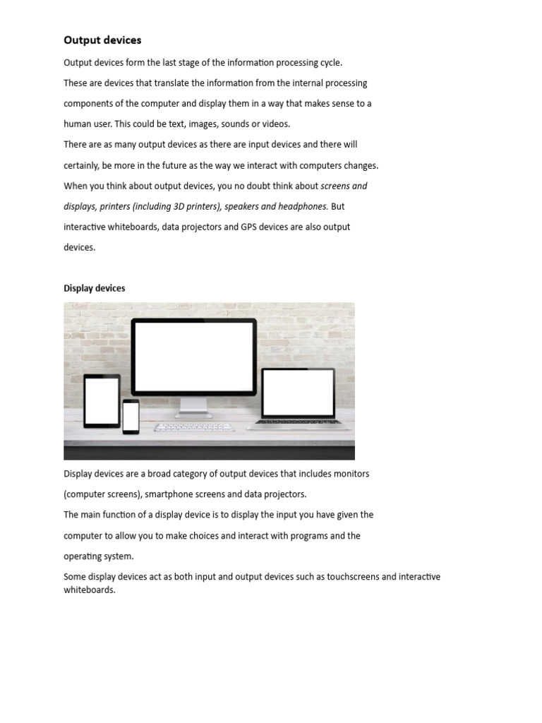 Output Devices | PDF | Printer (Computing) | Display Resolution