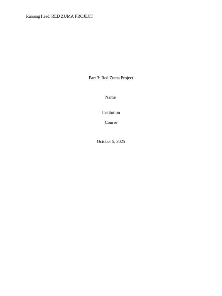 Part 3 - Red Zuma Project | PDF | Project Management