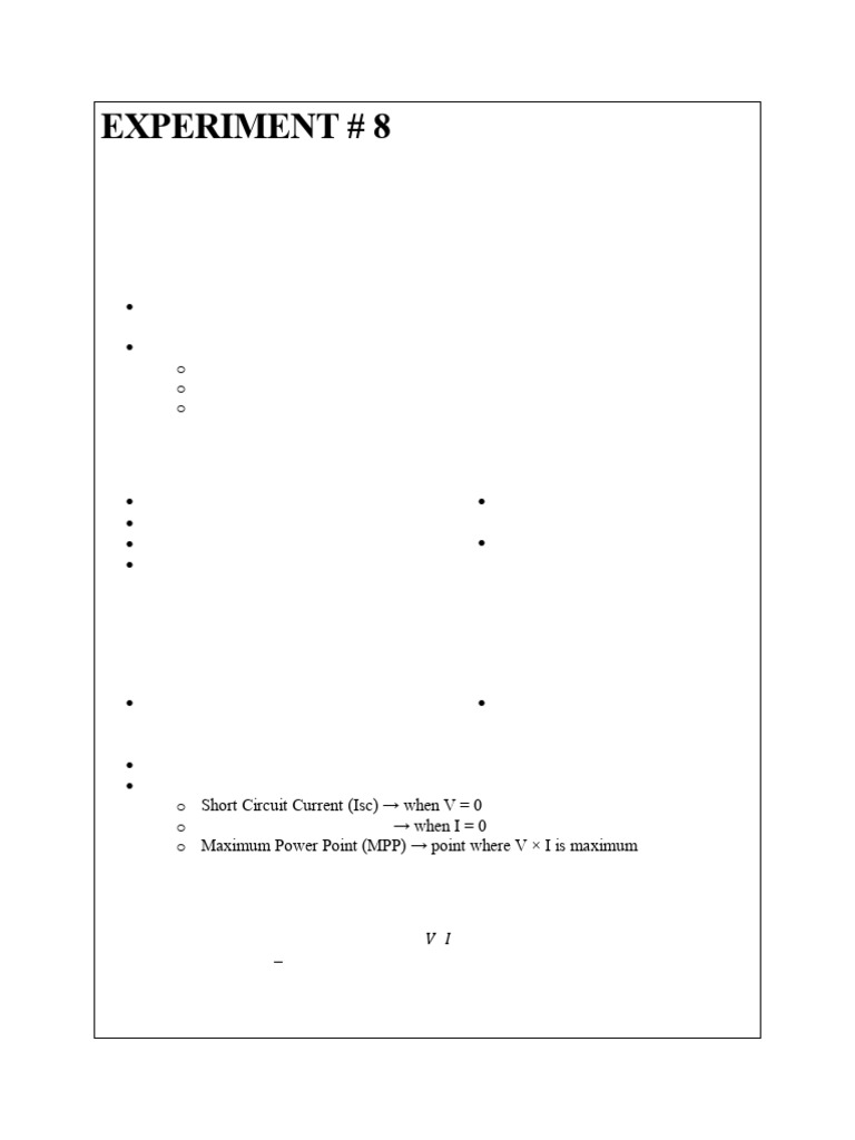 Lab Session 8 | PDF | Photovoltaics | Solar Panel