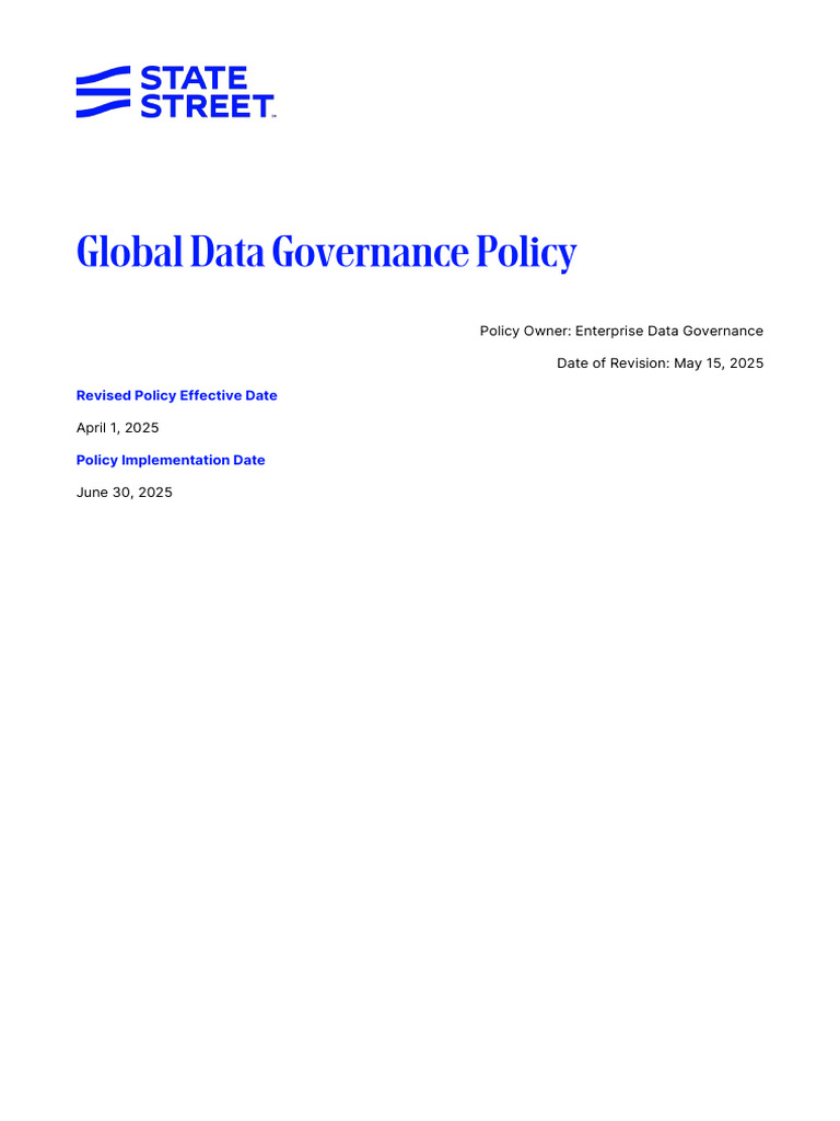 Global Data Governance Policy | PDF | Governance | Metadata
