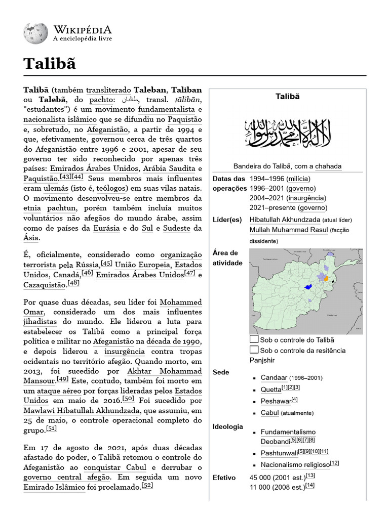 Talibã | PDF | Talibã | Governo do Afeganistão