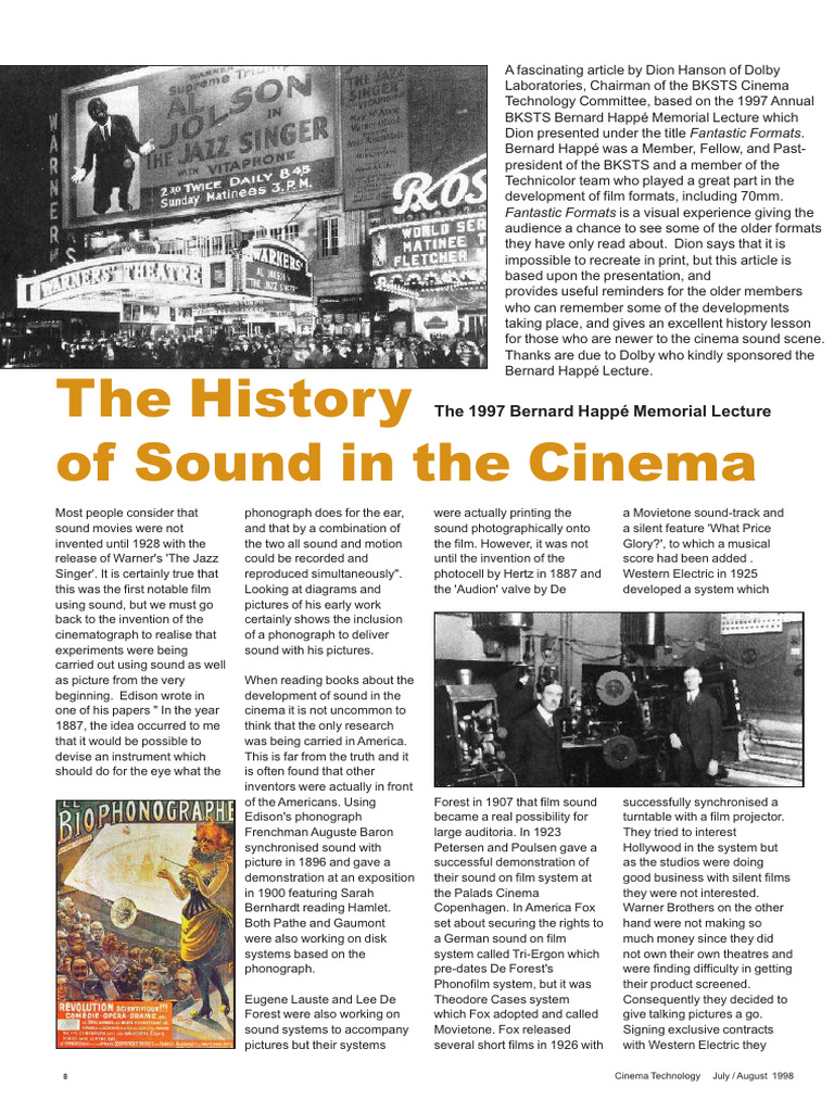 History of Sound in Cinema | PDF | Filmmaking | Sound Production Technology