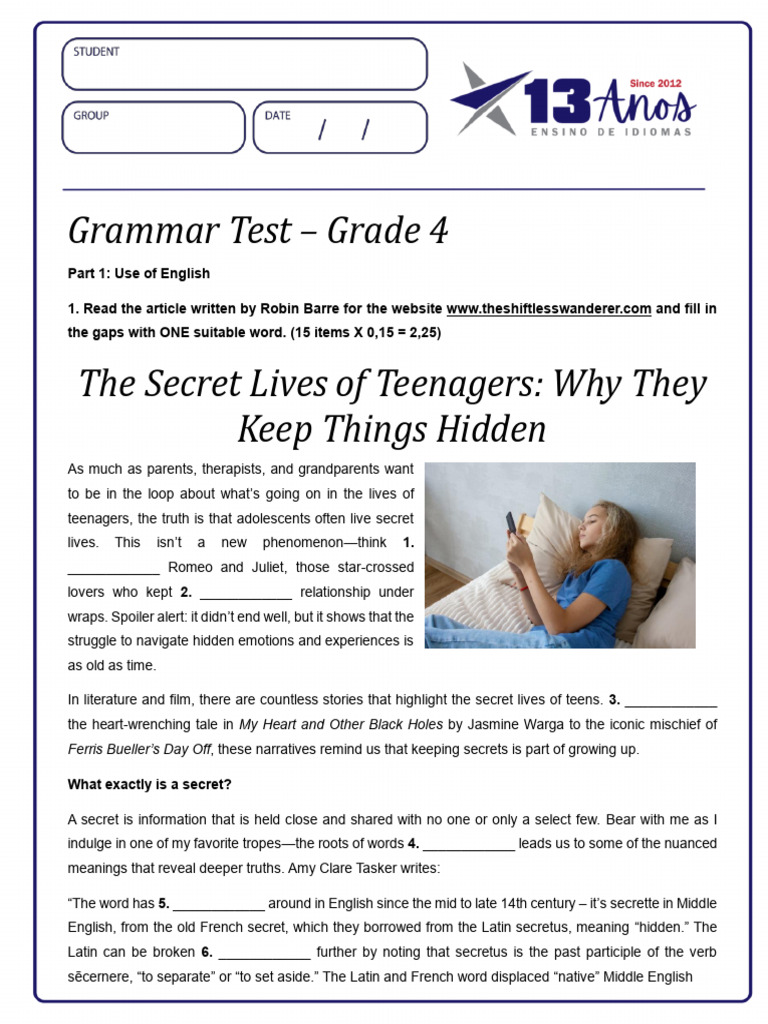 English_test_version_b_g4_2025_1-Students Grade 4 Foxes Verb Test | PDF ...
