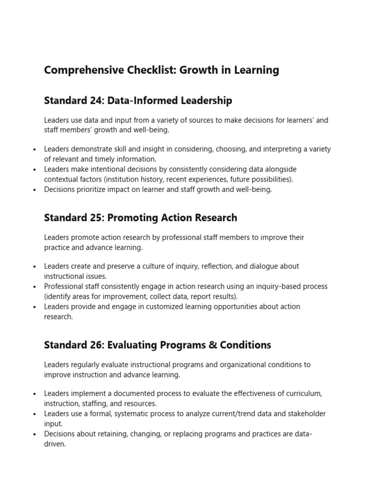 4 Comprehensive Checklist - Growth of Learning | PDF | Educational ...