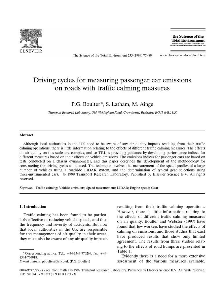 1999-Driving Cycles For Measuring Passenger Car Emissions | PDF ...