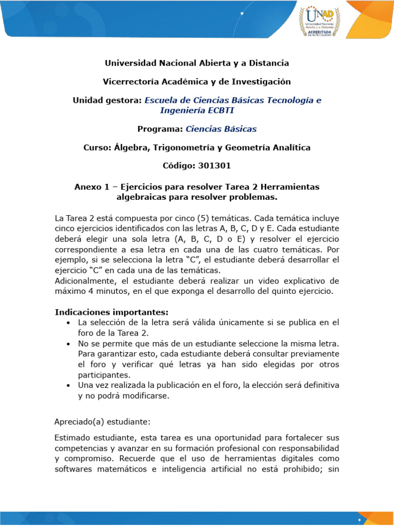 Tarea 2 - ATGA - Anexo 1 – Ejercicios Para Resolver | PDF