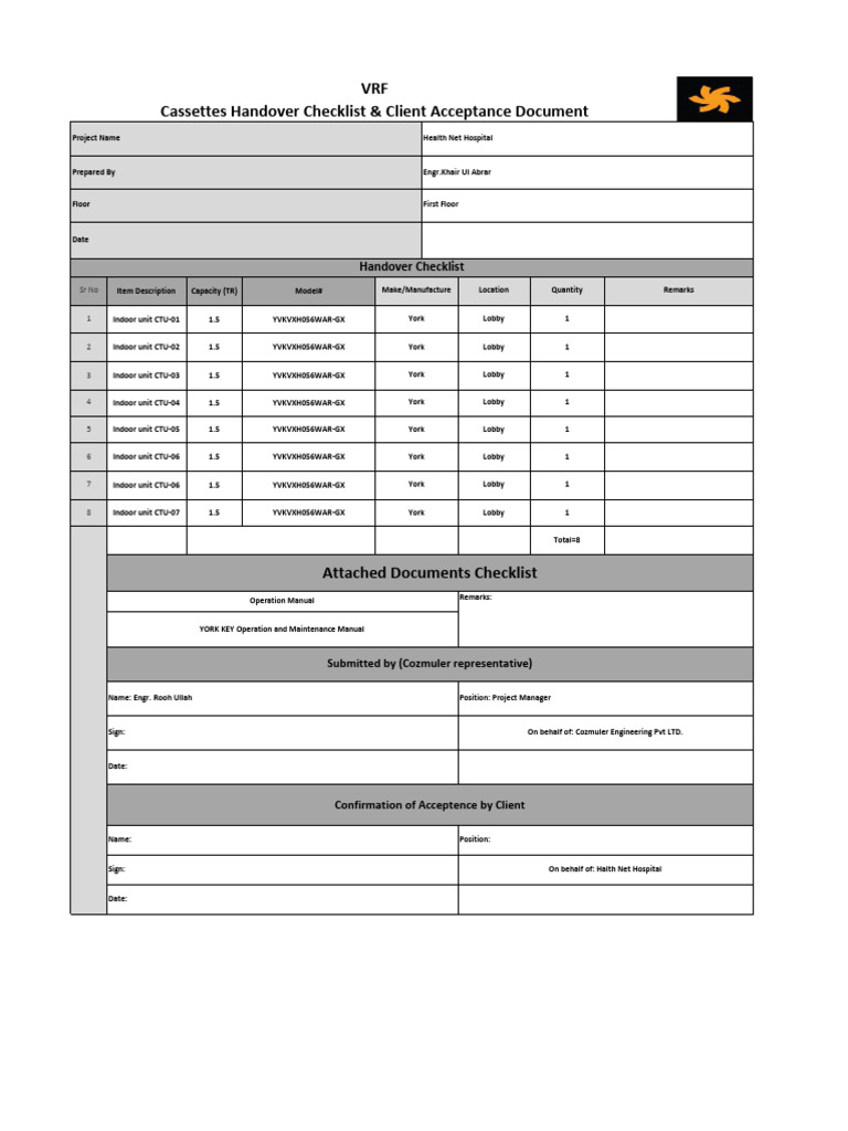 HNH First Floor CTU Handovering | PDF