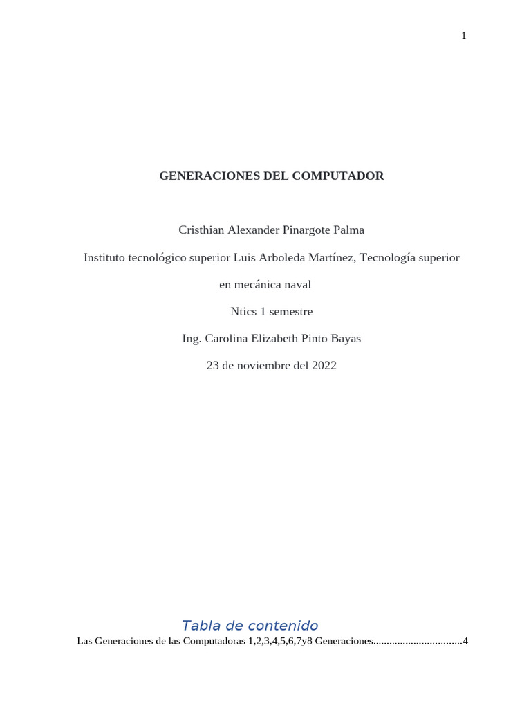 Las Generaciones de Las Computadoras 1 | PDF | Hardware de la ...