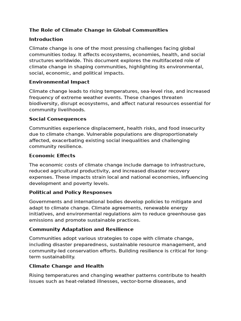 The Role of Climate Change in Global Communities | PDF | Climate Change ...