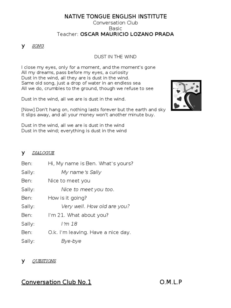 Basic English Conversation Club Guide | PDF | Poetry