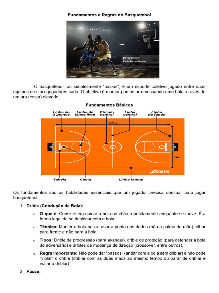 Fundamentos e Regras Do Basquetebol | PDF | Esportes