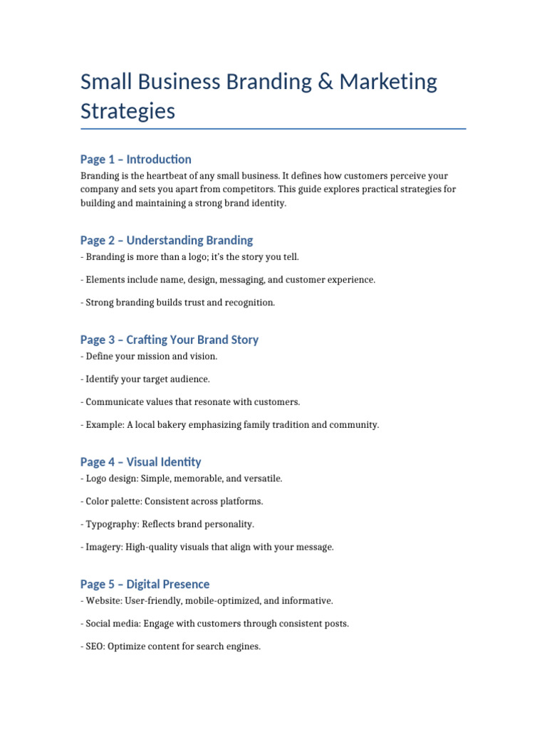 Small Business Branding and Marketing Strategies | PDF | Brand | Marketing