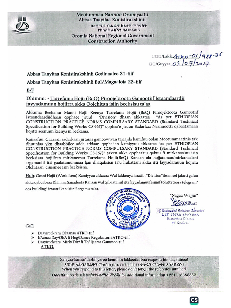 Istaandaardii BoQ Caasaalee ATKO-tiif | PDF