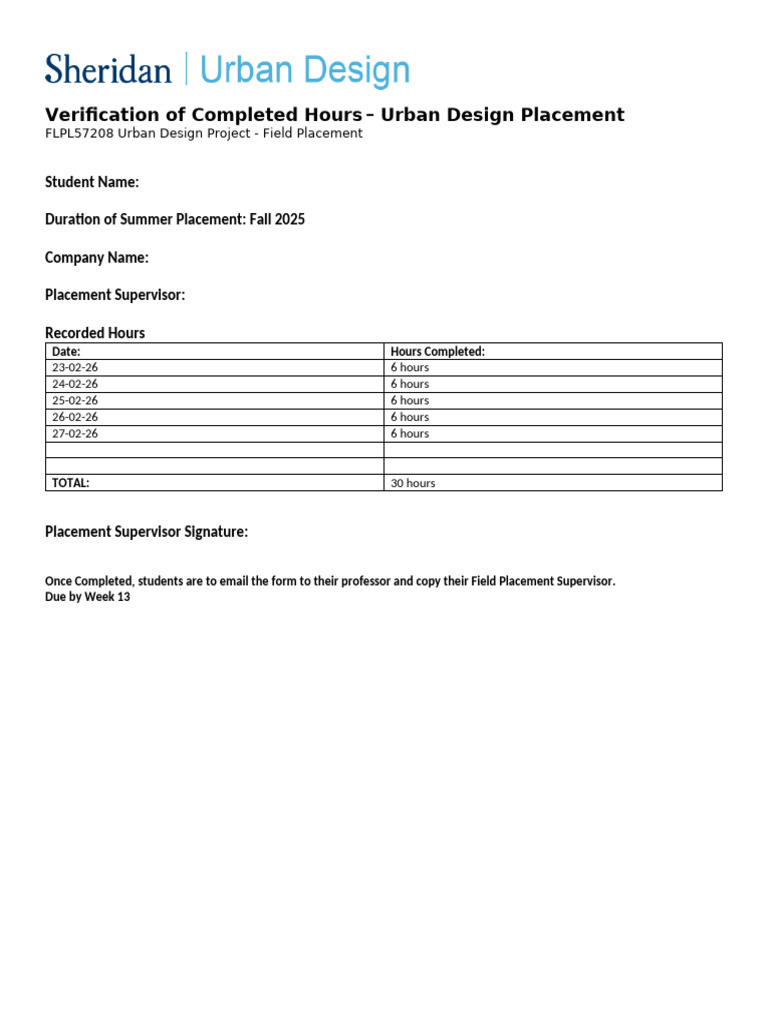 Verification of Hours Form Deepesh | PDF