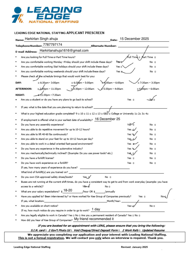 LE - Warehouse Application With Prescreen-UPDATED | PDF | Employment ...