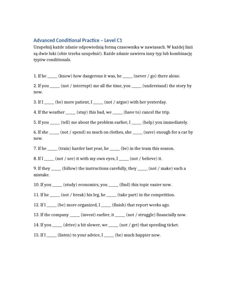 Advanced Conditionals C1 | PDF