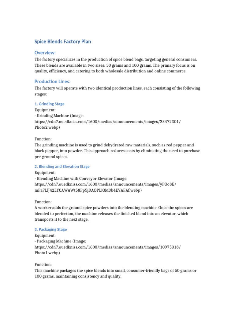 Spice Blends Factory Plan | PDF | Spice | E Commerce