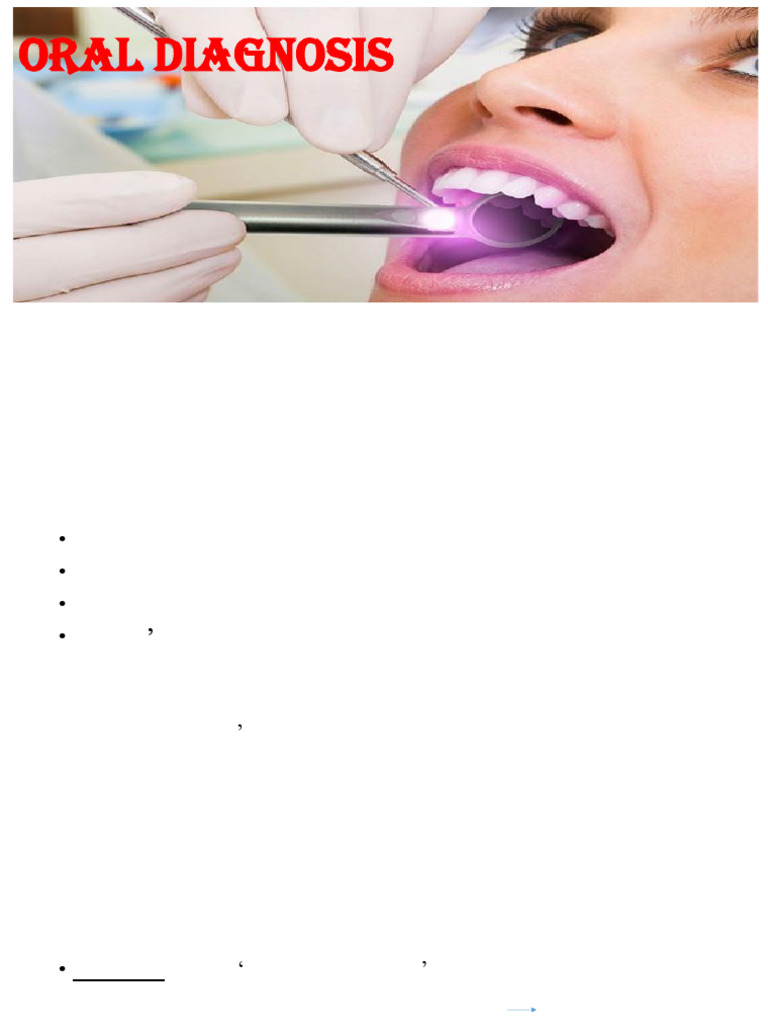 1-Oral Diagnosis (2 Lectures) | PDF | Medical Diagnosis | Dentistry