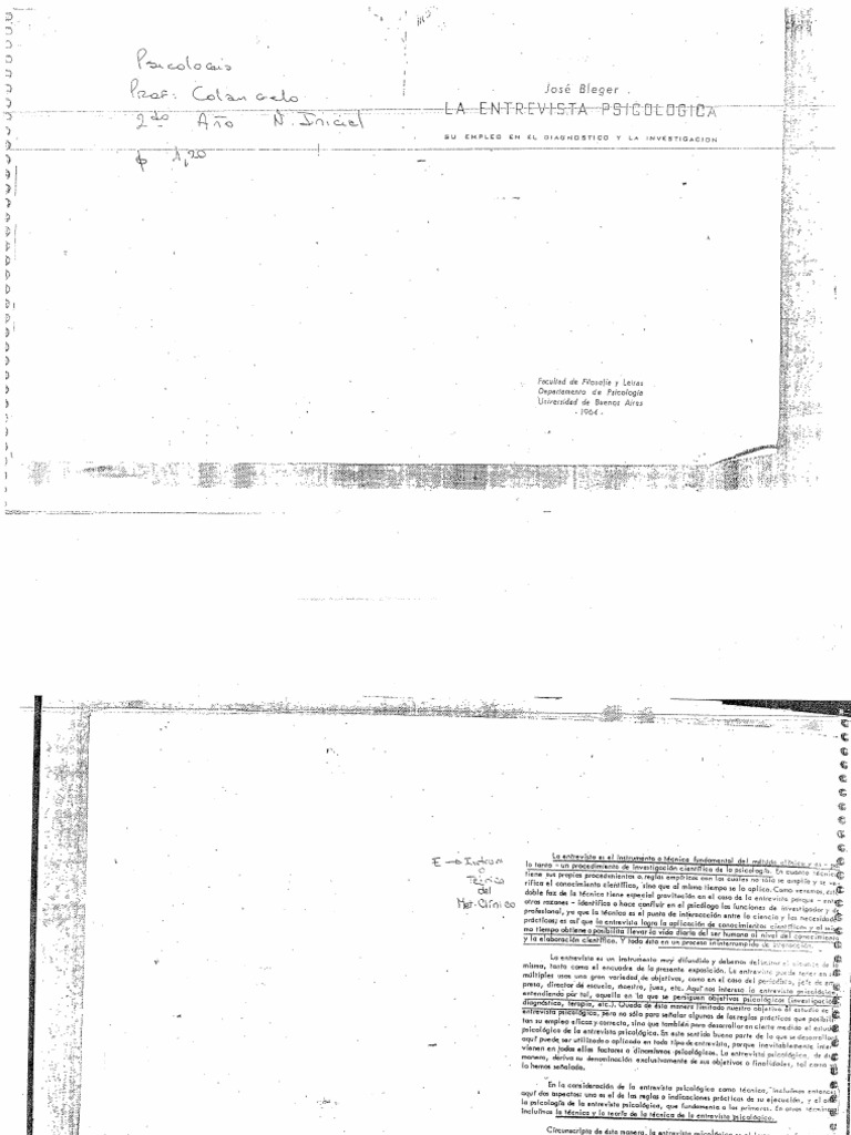 BLEGER_la Entrevista Psicologica | PDF