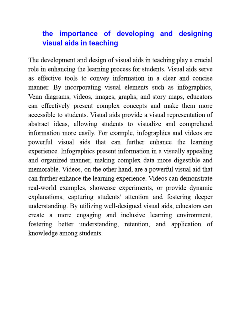 The Importance of Developing and Designing Visual Aids in Teaching | PDF