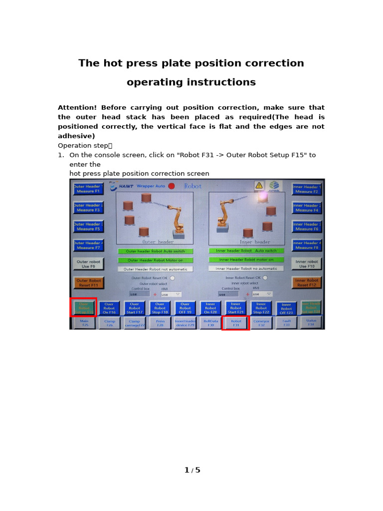 10.Hot Press Plate Position Correction Operating Instructions 2 | PDF