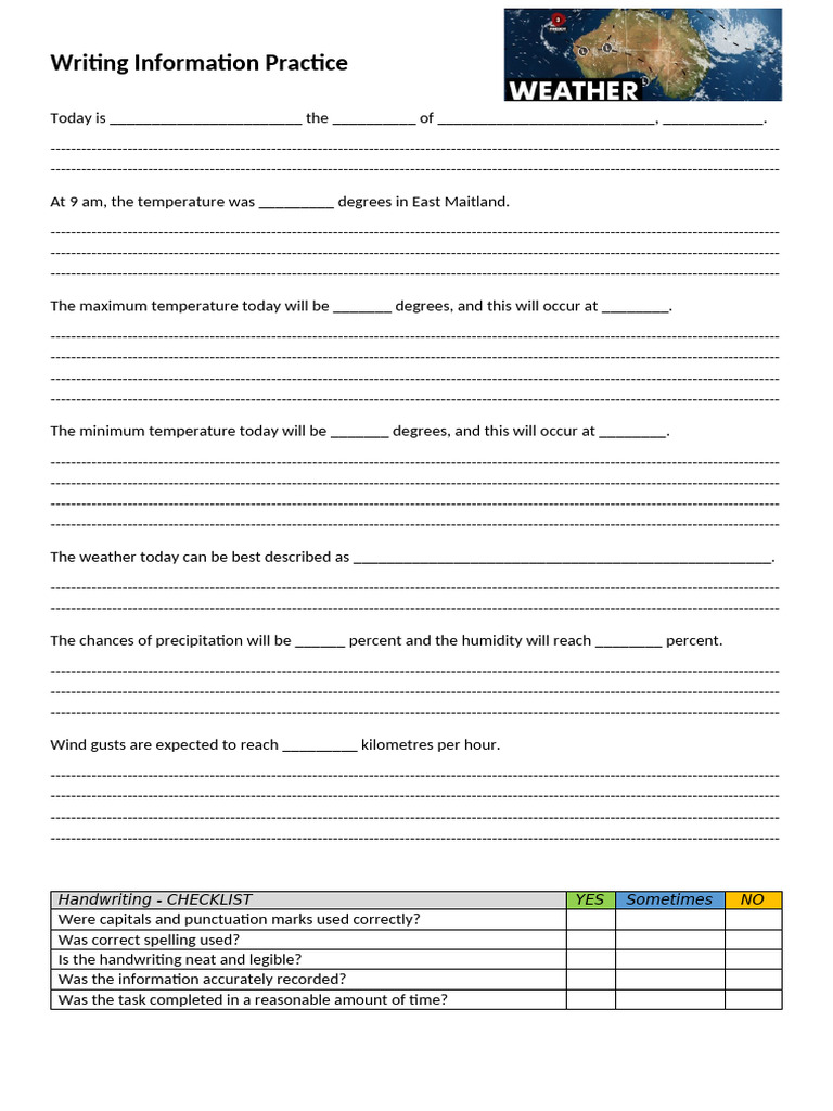 Writing Information Practice Weather Term 4 2023 | PDF | Weather ...