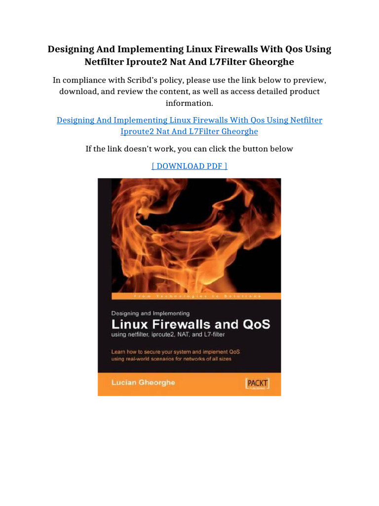 Designing and Implementing Linux Firewalls With Qos Using Netfilter ...