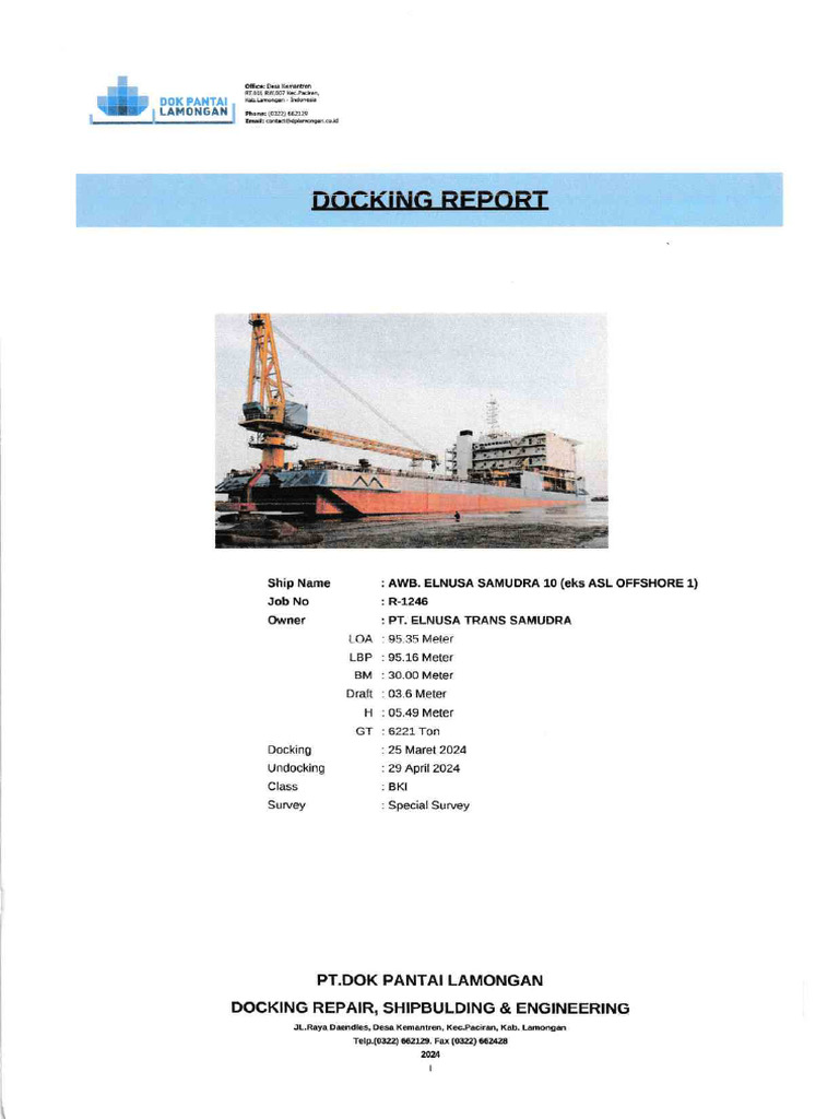 Docking Report AWB ASLO I Lengkap | PDF