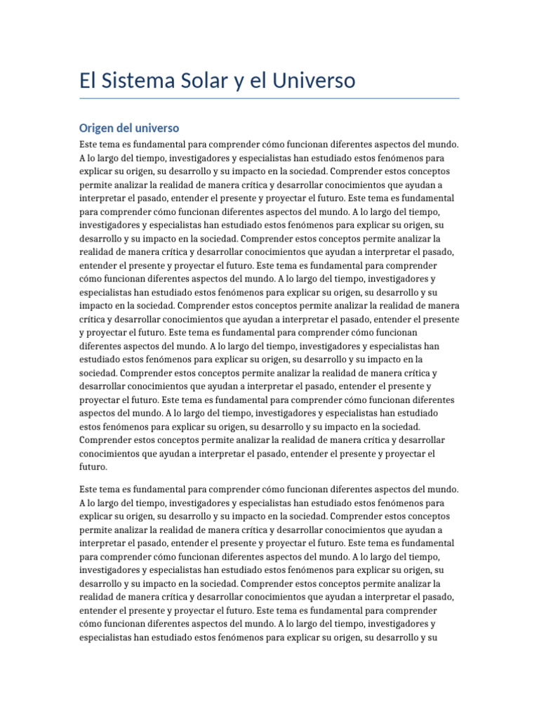 El Sistema Solar y El Universo | PDF | Realidad | Sociedad