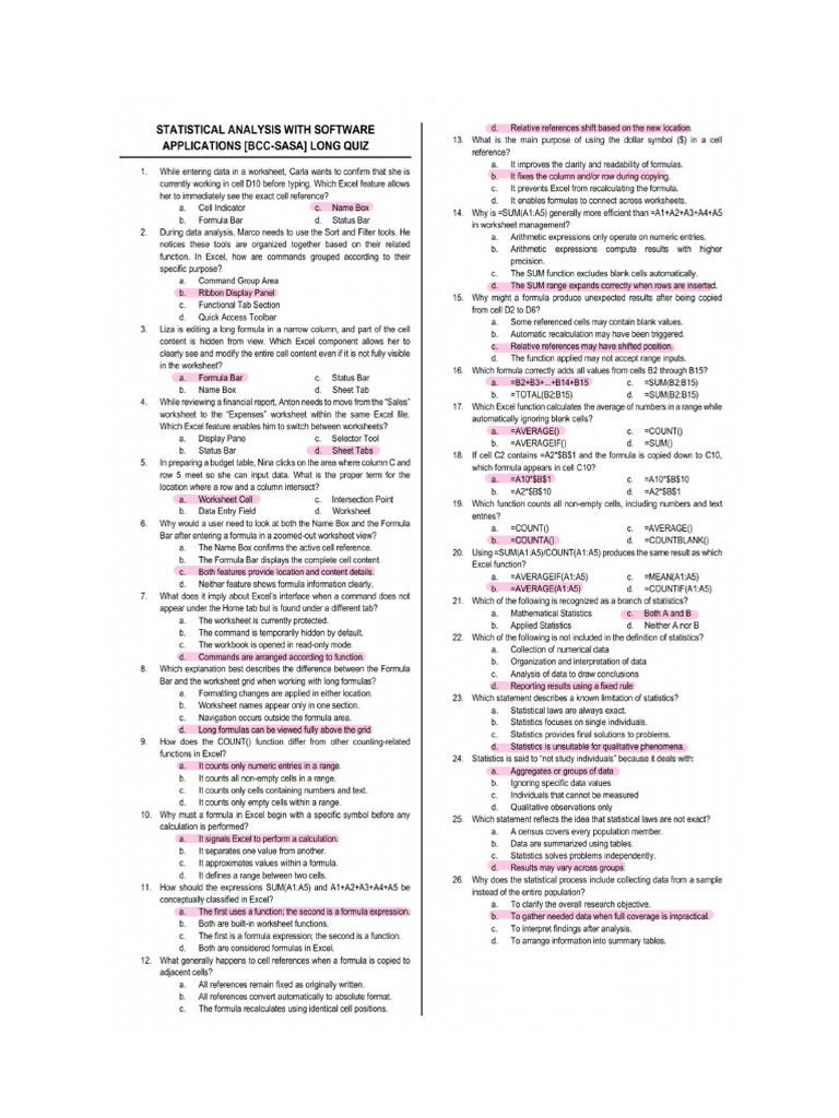 Sasa LQ W - Ans Key | PDF