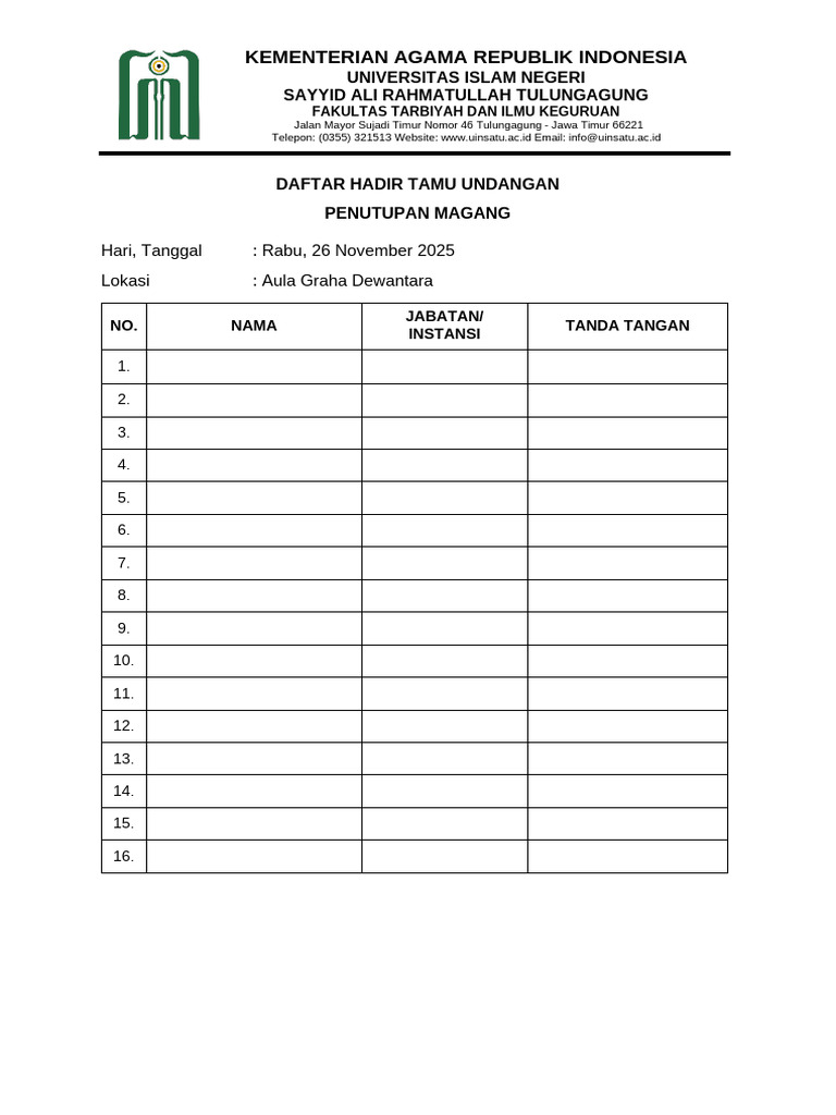 Absen Tamu Undangan Pembukaan PPL | PDF