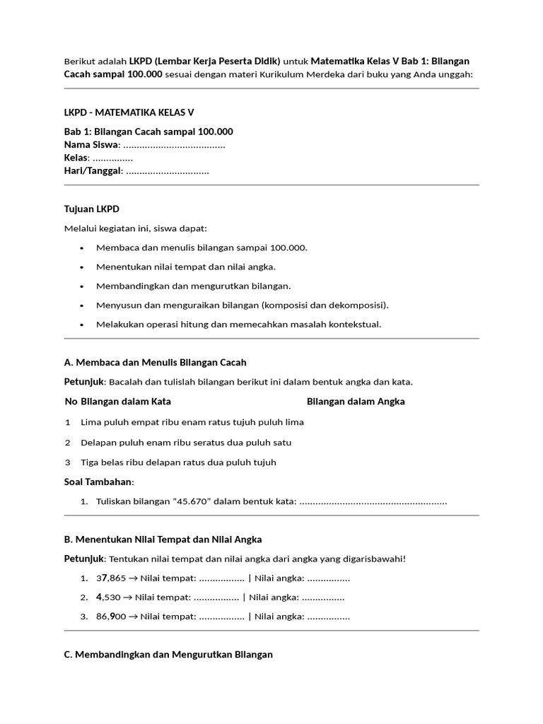 Berikut Adalah LKPD | PDF