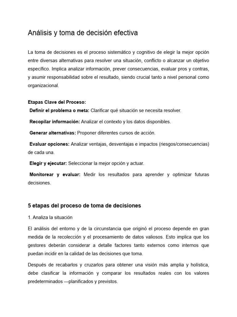 Toma de Decisiones | PDF | Toma de decisiones | Ciencia cognitiva