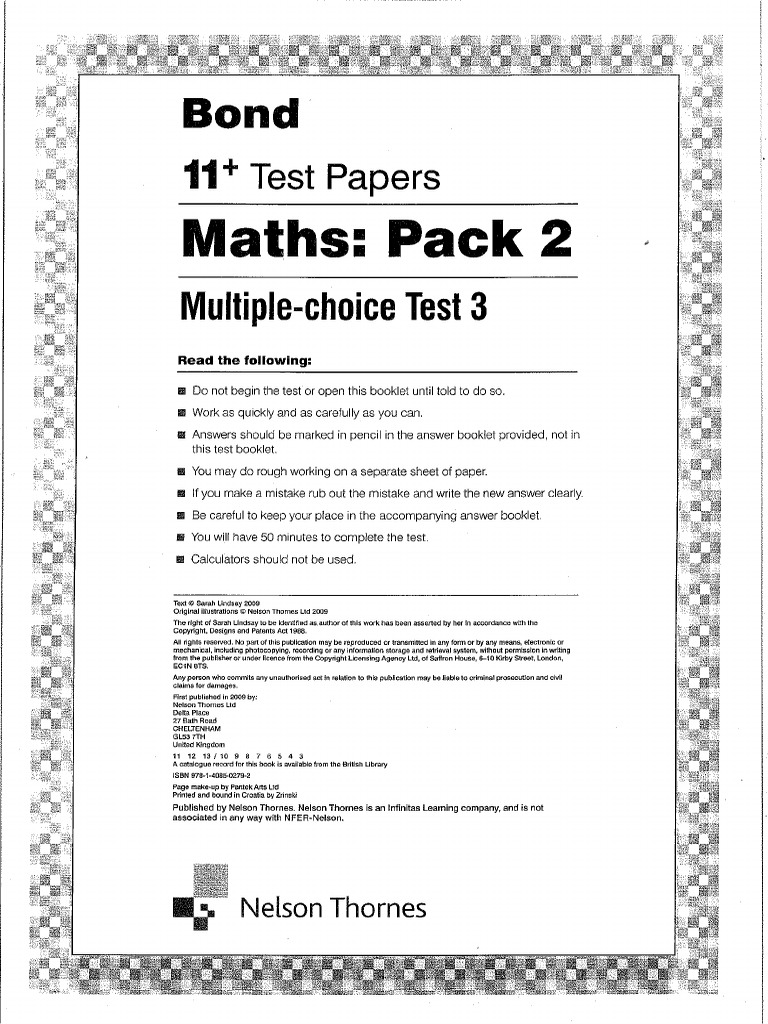 Bond Maths Pack 2 Paper 3 | PDF
