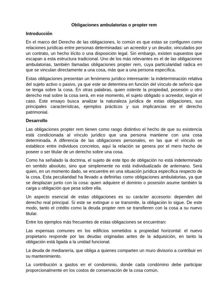 Obligaciones Ambulatorias o Propter Rem | PDF | Propiedad