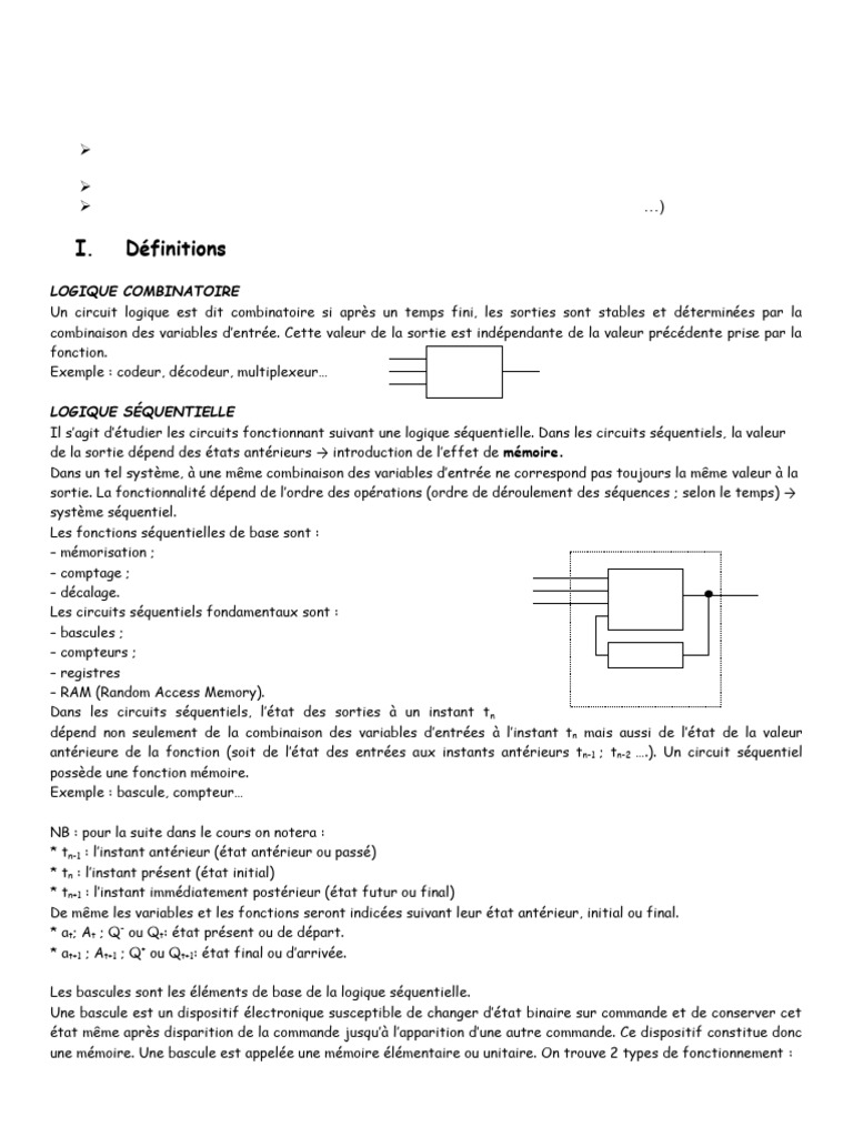 Chapitre 1 - Logique Et Circuits Séquentiels | PDF | Circuit électrique ...