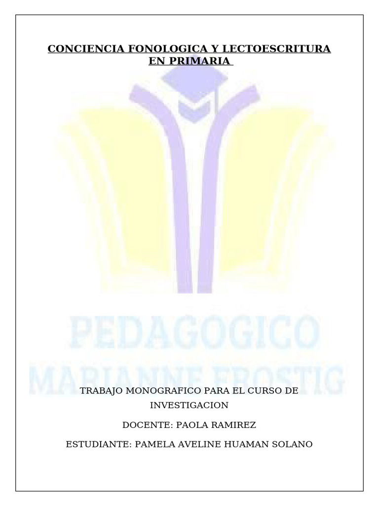 Conciencia Fonologica y Lectoescritura en Primaria | PDF | Sílaba ...