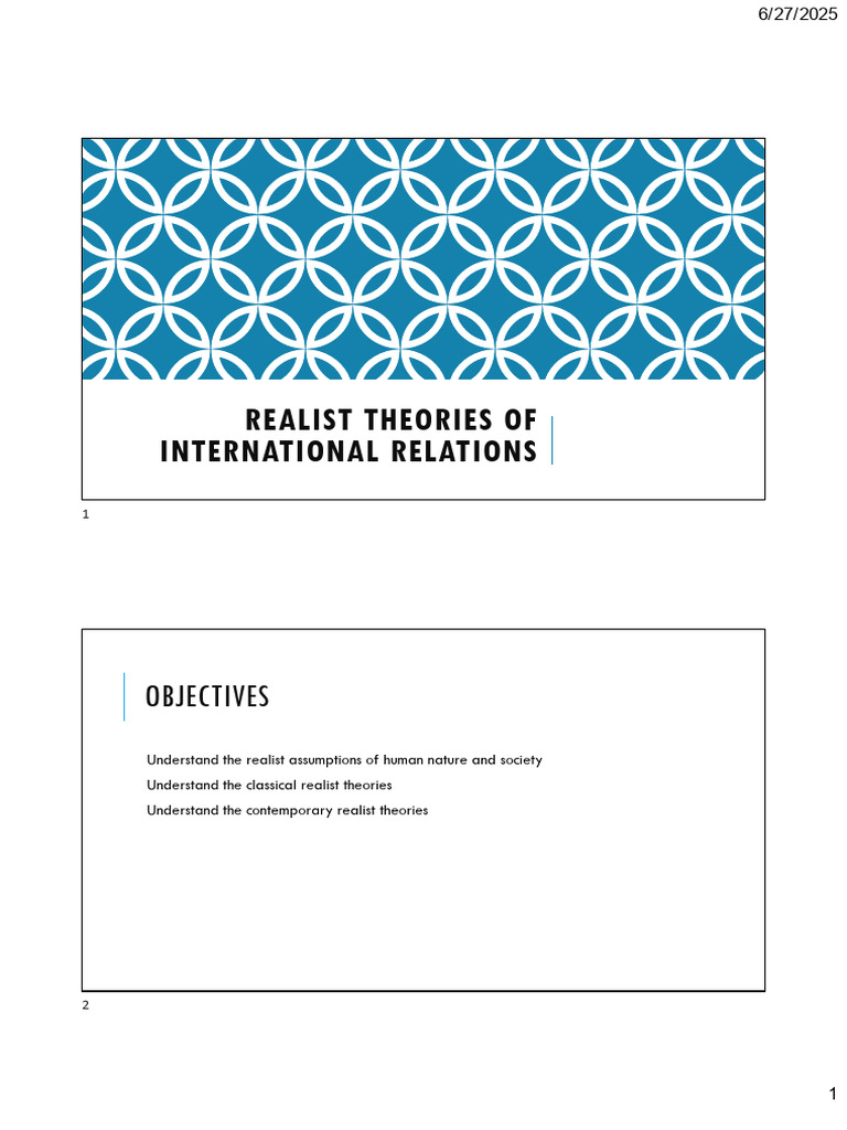 Day 4 - Realist Theories of International Relations - Presentation ...