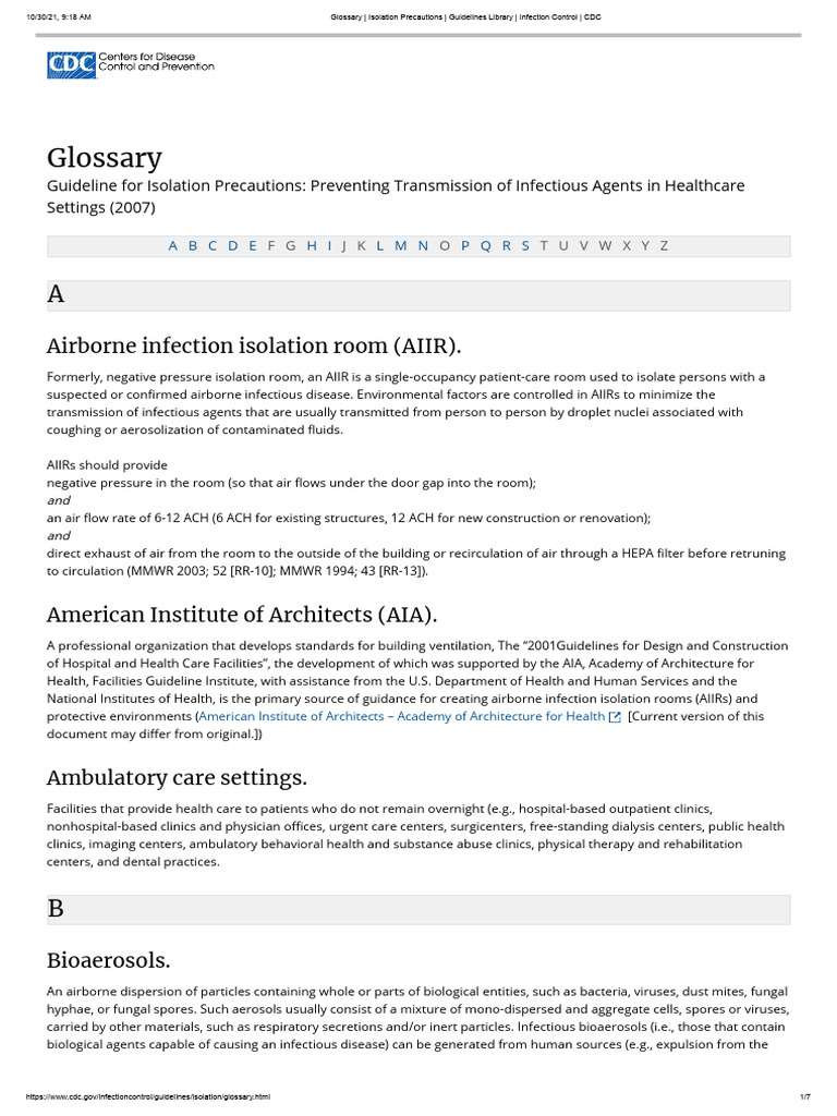Glossary - Isolation Precautions - Guidelines Library - Infection ...