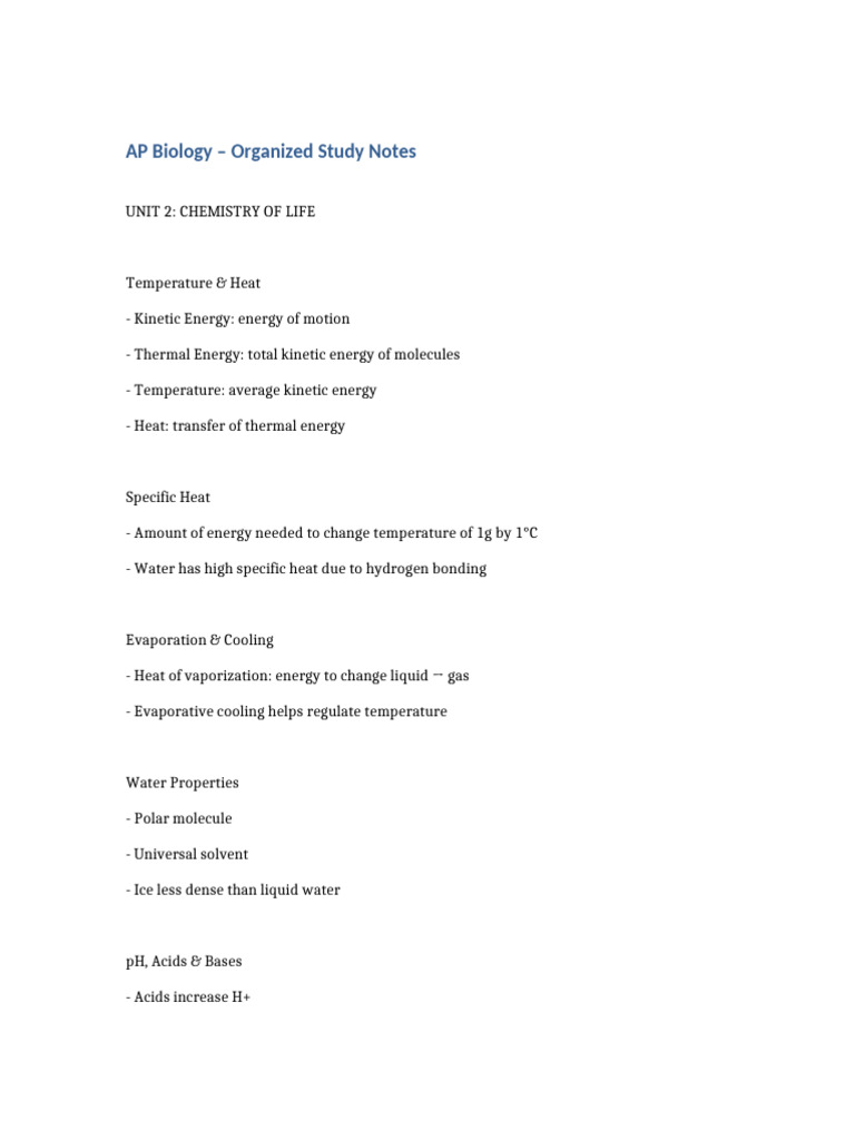 AP Biology Organized Notes 2 | PDF | Adenosine Triphosphate | Metabolism
