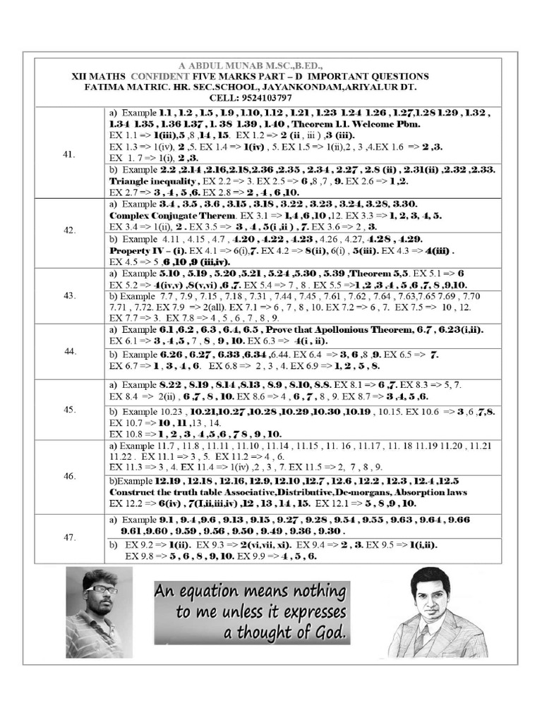 12th Maths Important 5 Mark | PDF