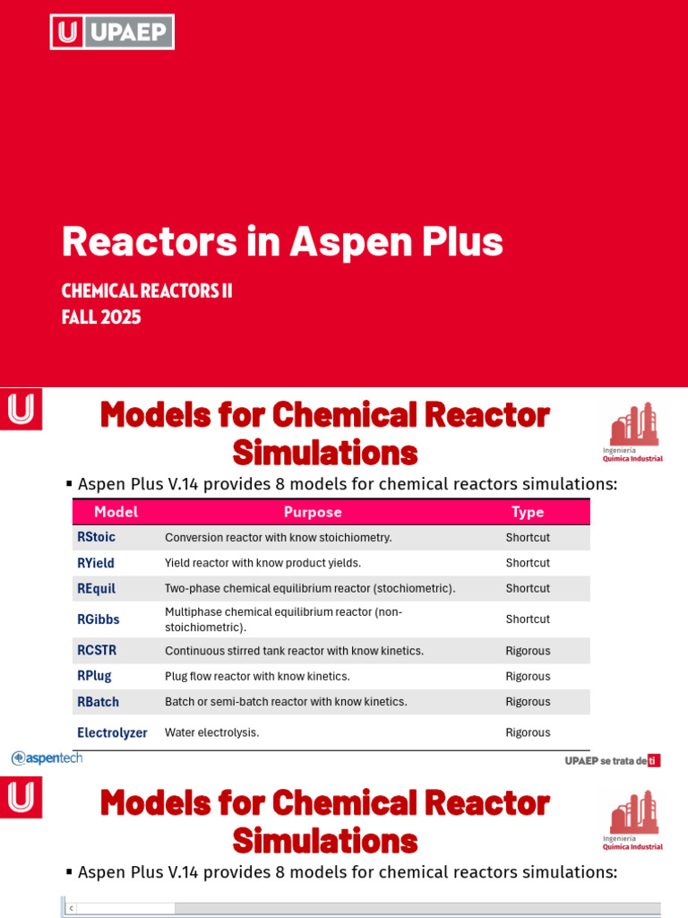 Reactors in Aspen Plus | PDF | Chemical Reactor | Stoichiometry
