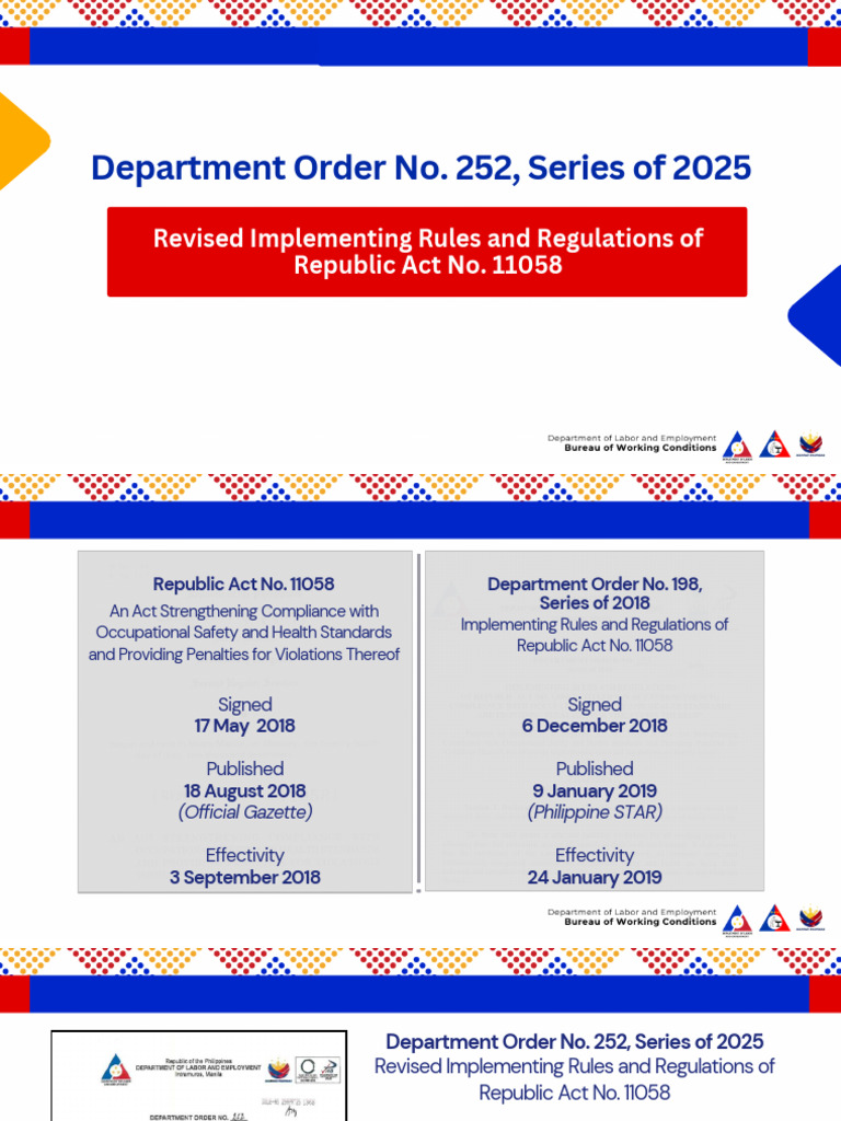 Department Order No. 252^LJ Series of 2025 | PDF | Occupational Safety ...